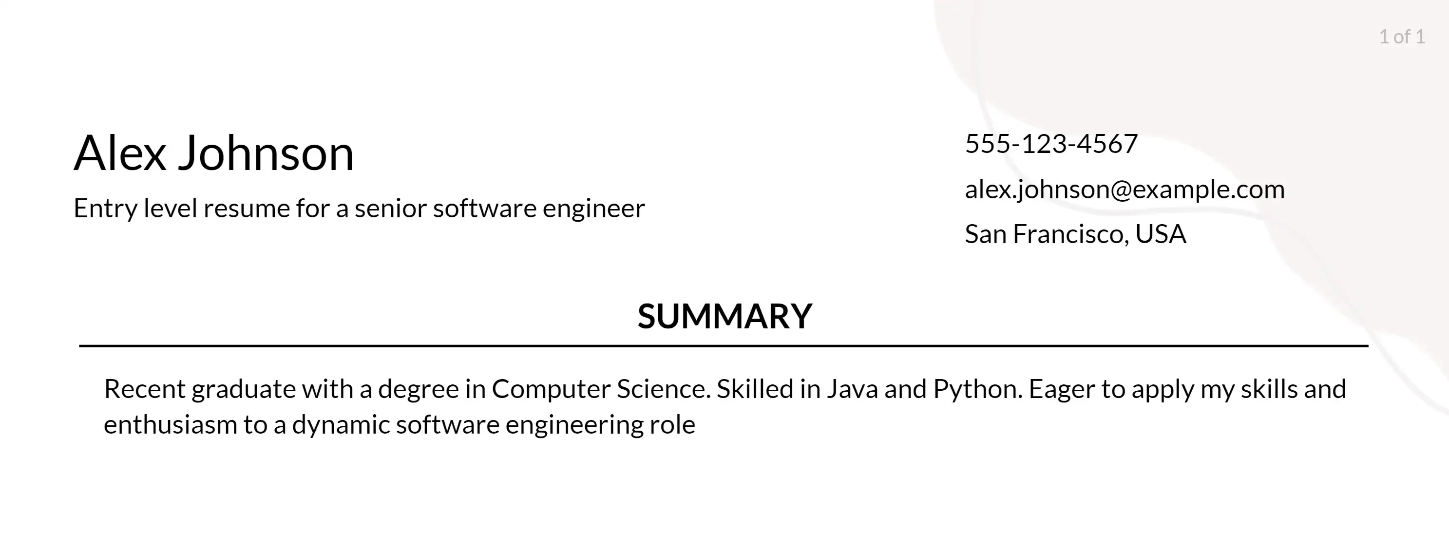 senior software engineer resume objective