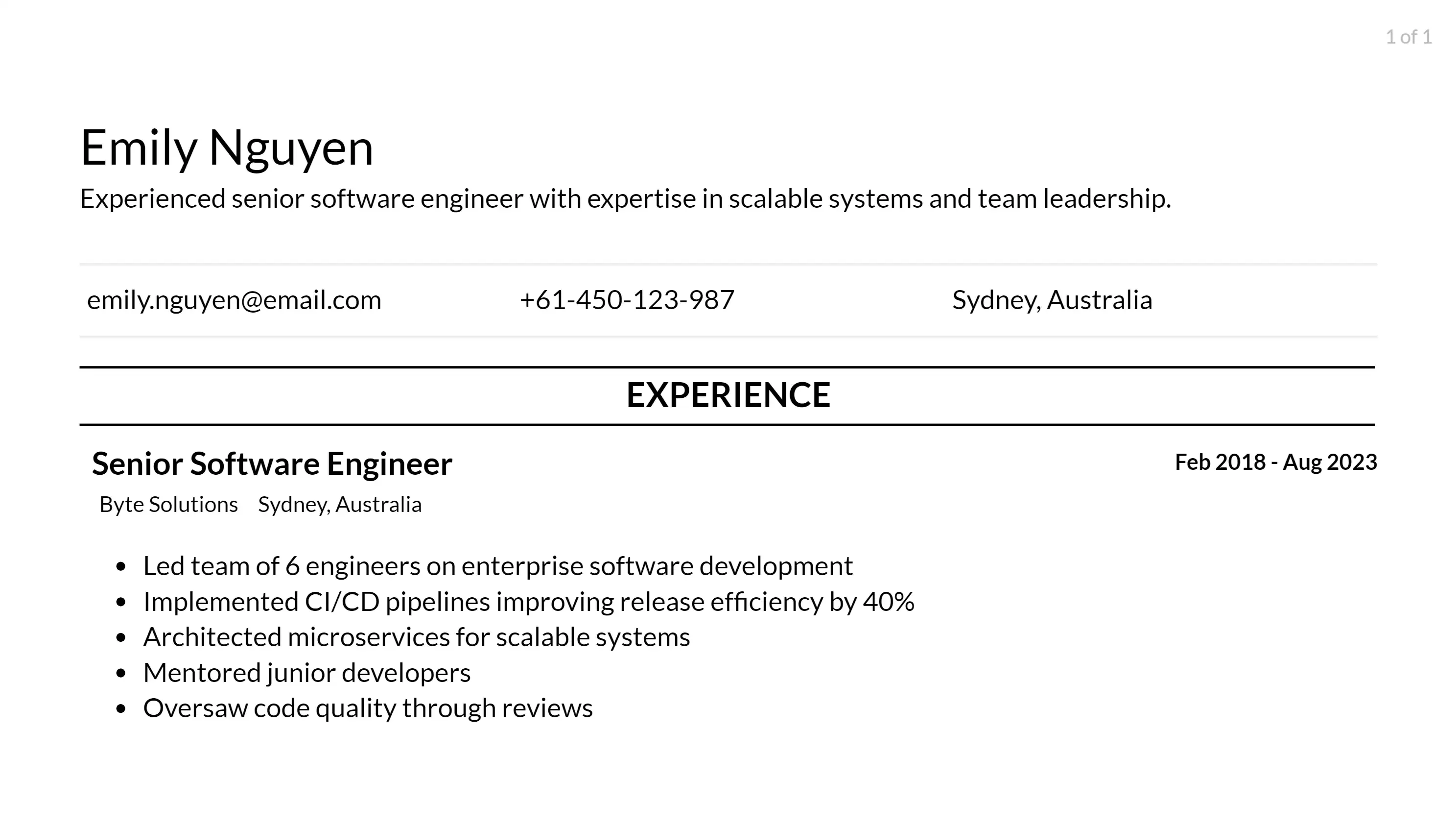 senior software engineer resume responsibilities