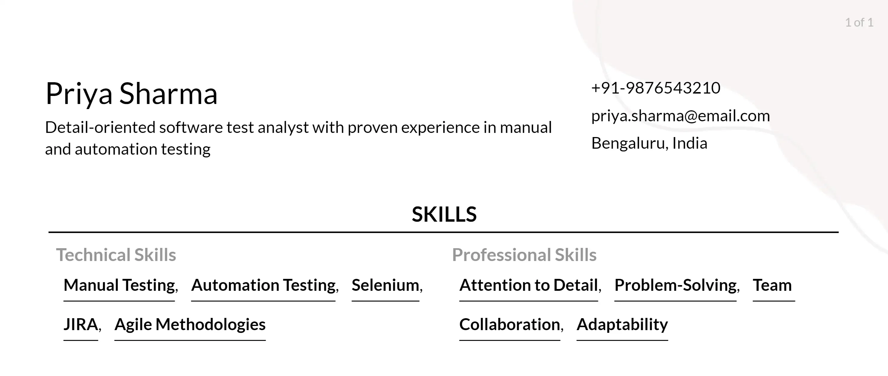 software test analyst skills