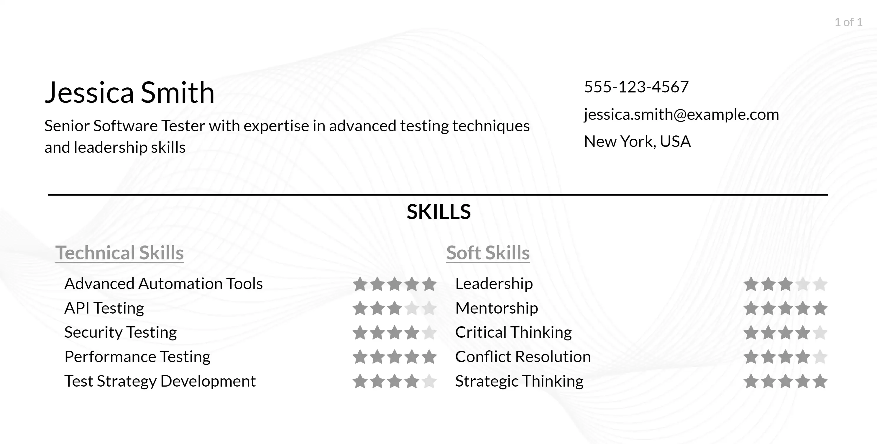 software tester resume skills