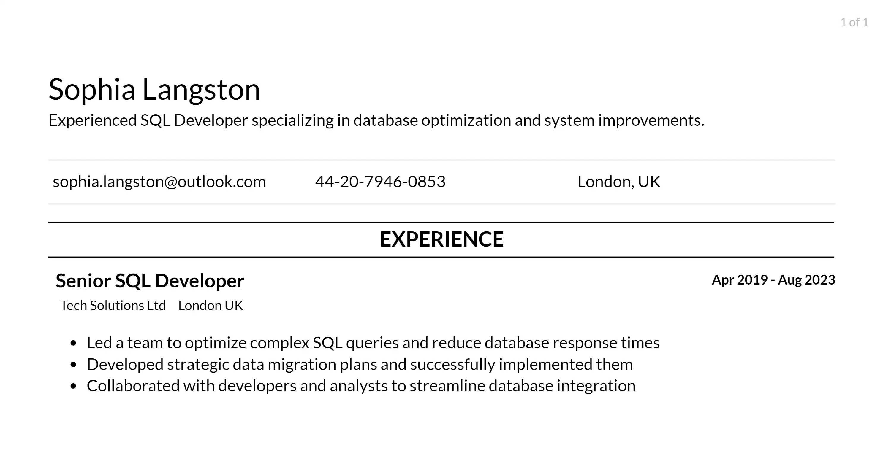 sql developer responsibilities