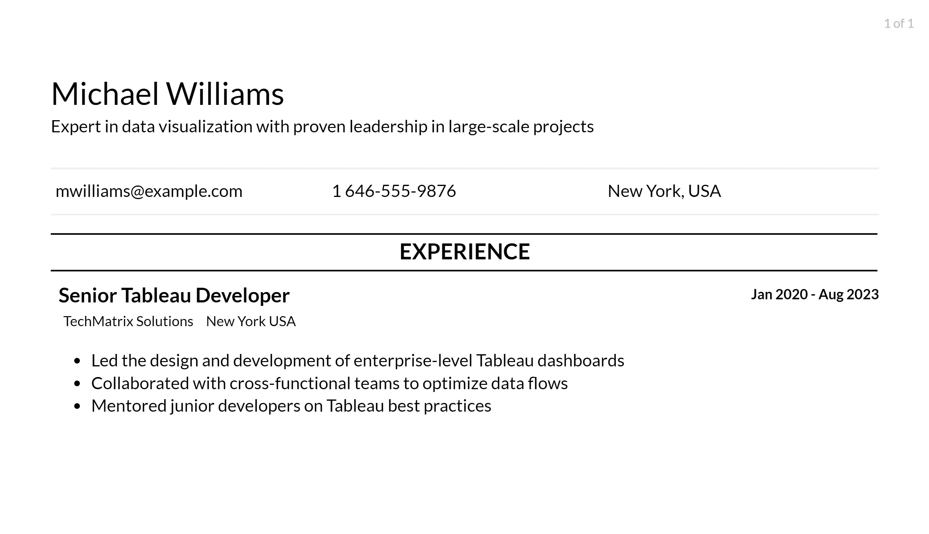 tableau developer responsibilities